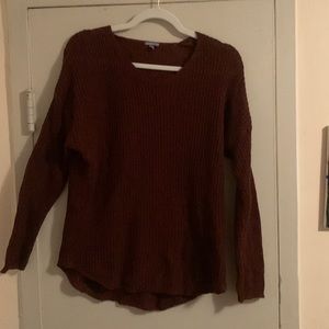 maroon, v neck, long sleeve